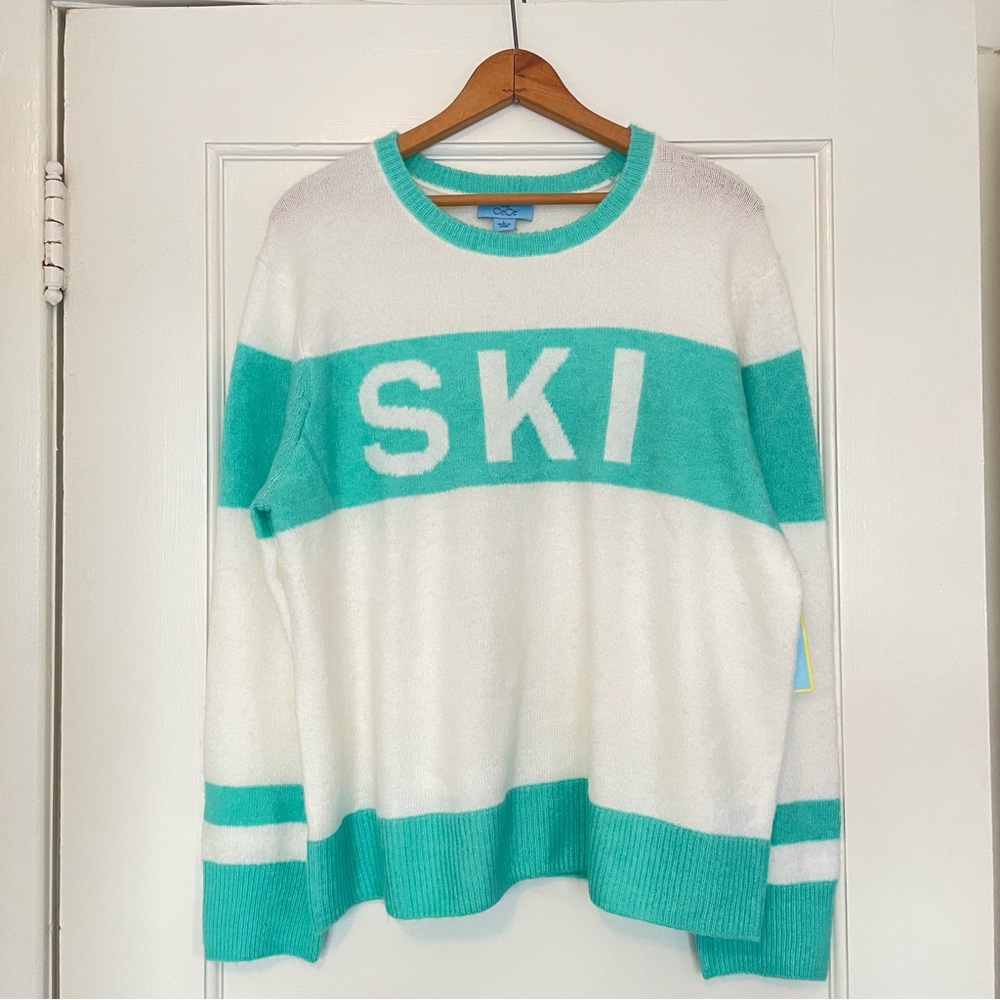 Cozy Preppy Ski Sweater in Cream and Mint - NWT